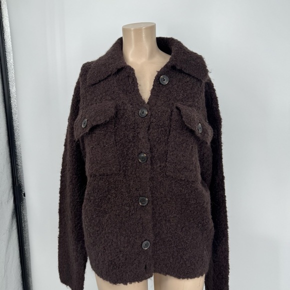 NWT Madewell Bouclé-Knit Sweater Jacket in Dark Carob - Picture 4 of 13